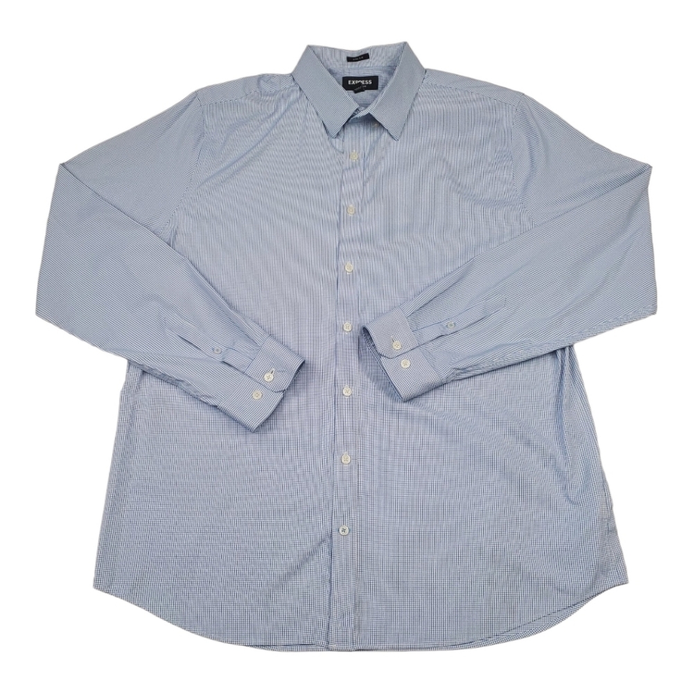 Men's Express Long Sleeve Button Down Dress Shirt Performance Extra Slim XL